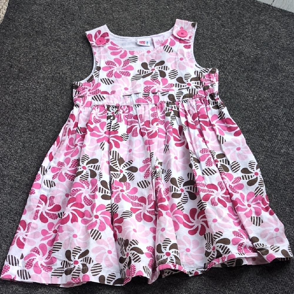 Ur it Floral Pink and Brown Kids Dress Size 5